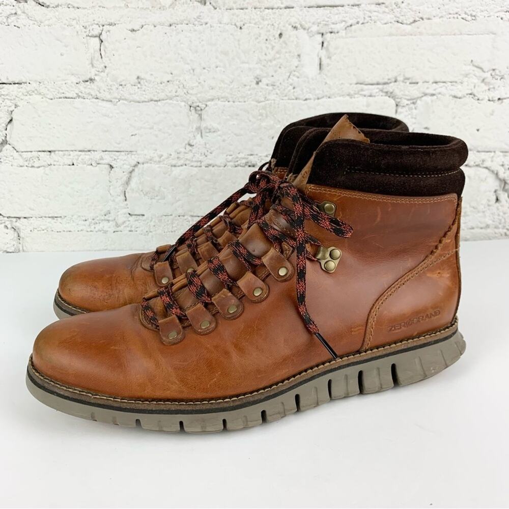 Cole Haan Zerogrand Waterproof Hiker Boots Brown Leather Lace Up 9